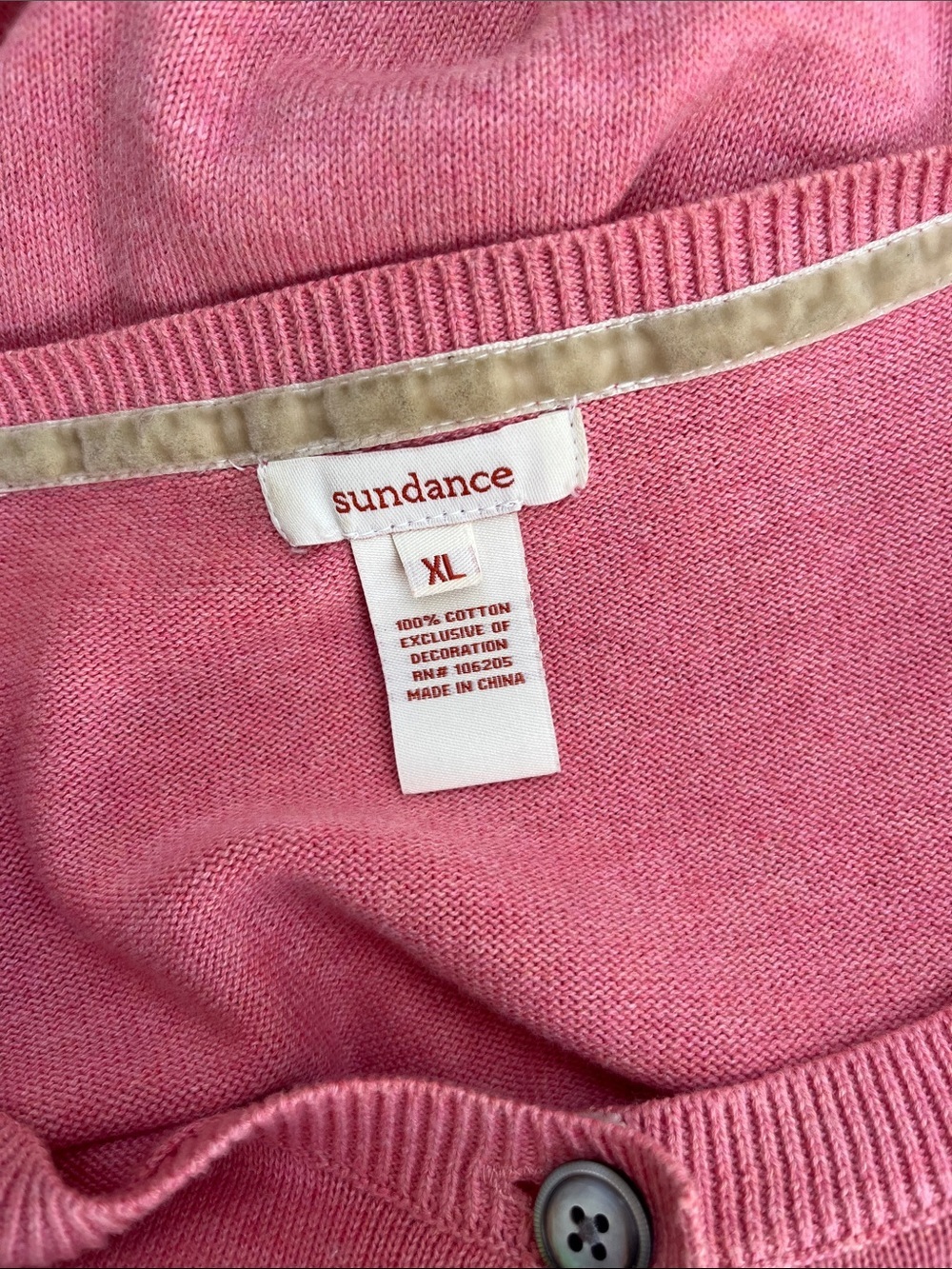 Sundance 100% Cotton Pink Embroidered Floral Button-Front Cardigan XL - Picture 9 of 9